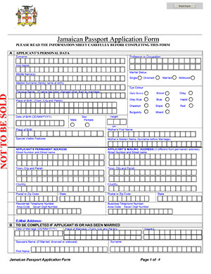 Jamaica Passport Application Form