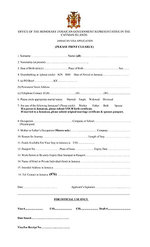 Jamaica Visa Application Form
