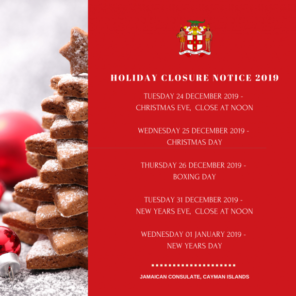 HOLIDAY CLOSURE NOTICE 2019